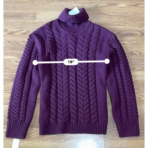 TIBI burgundy Cutout-Back Cable-Knit Wool-Blend Sweater size M/L - Picture 4 of 13